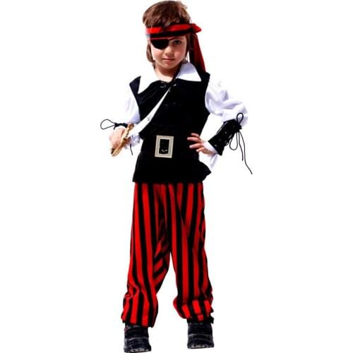 Boys Pirates of the Caribbean Cosplay Halloween Jack sparrow Costume for children Fantasia infantile Carnival in Brazil dress