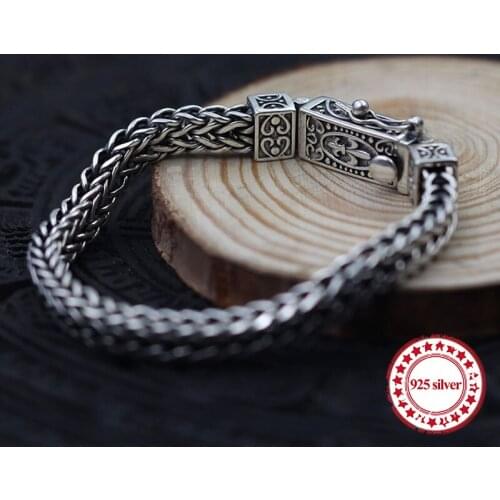 S925 sterling silver men bracelet flat chain personality classic fashion style domineering retro keel shape lovers jewelry gift