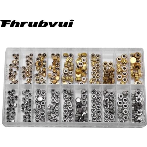 Waterproof Watch Crown Parts Replacement Assorted Gold & Silver Dome Flat Head Watch Accessories Repair Tool Kit for Watchmaker