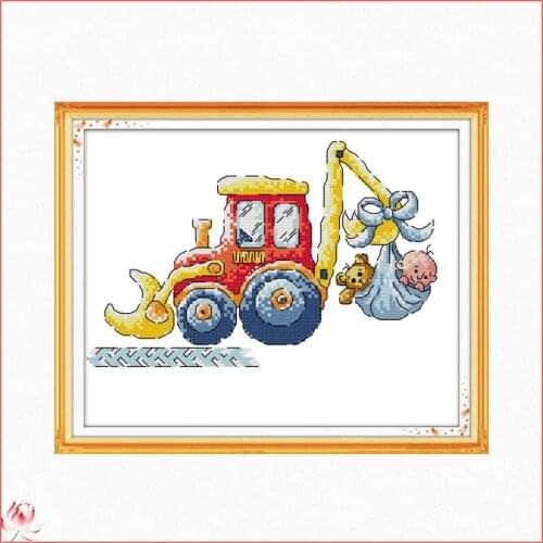 Joy Sunday Little Baby And Car Cross Stitch Kit DIY Pattern 14CT 11CT Embroidery Set Needlework Home Decoration Craft Painting