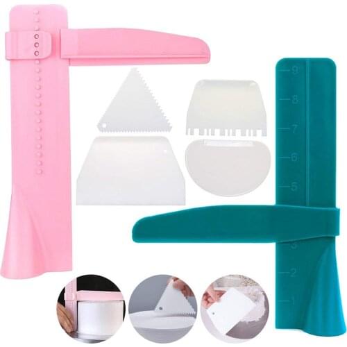 6pcs Cake Smoother Kits 2pcs Adjustable Cake Polisher with 4pcs Different Scrapers Fondant Cream Edge Smoothing Decorating Tools
