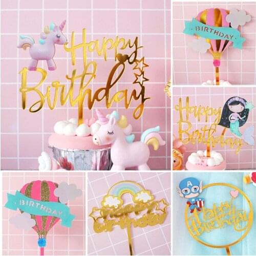 2019 New Acrylic Unicorn Cake Topper Gold Mermaid Cupcake Topper For Birthday Wedding Unicorn Party Cake Decorations Baby Shower