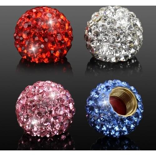2021 New 4pcs Handmade Crystal Rhinestone Car Valve-Stem Air Cover Attractive Dustproof Bling-Universal for SUVs Bicycle