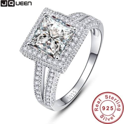 New 925 Sterling Silver Ring 2.25ct Princess Cut Wedding Ring Styles Created Stone Halo Ring Fine Jewelry Anillos with Box