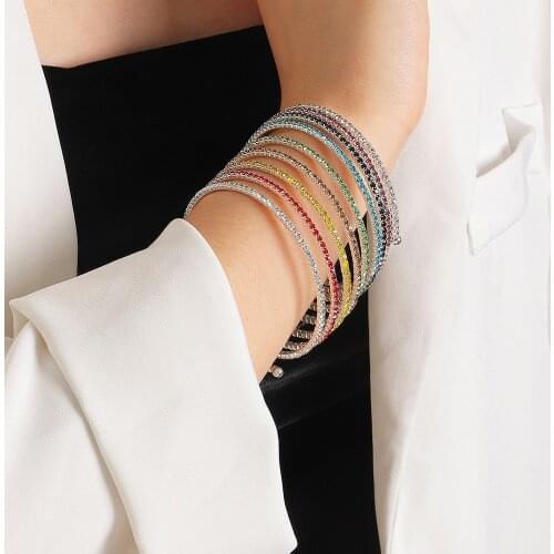 New Arrival Metal Geometric Bracelets Womens TRENDY Multicolor Stretch Diamond Multilayer Diamond Bracelets Jewelry for Girls