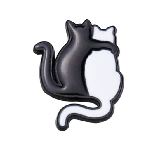 New product creative origami brooch ornaments cartoon black and white cat clothes pin 2020 cute gifts