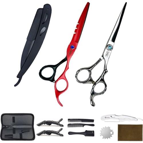 JP 440C 6" Hairdressing Scissors Razor Cutting And thinning Tools Sale Professional Hair Dressing Scissors Barber Clipper Set