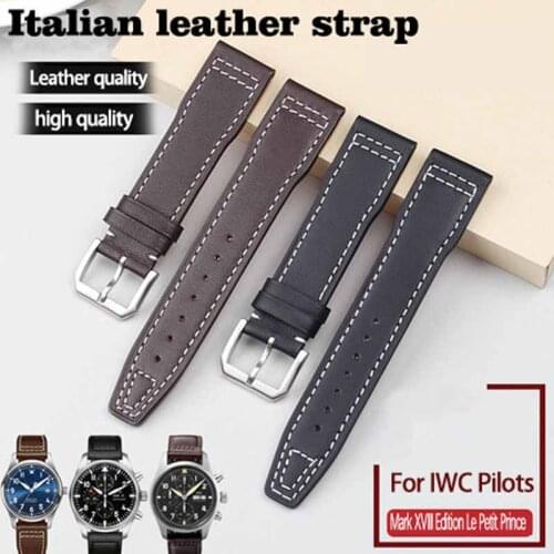 Genuine Leather Strap 20mm 21mm Replacement Watch Band Suitable for IWC Pilot Mark XVIII IW327004/377714 Watch Belt Bracelet