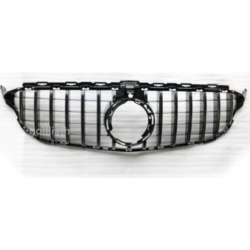 For new C Class W205 GT R ABS Front Bumper Mesh Grill Grille shiny black For mercedes C180 C200 C260 C300 Sports 2019