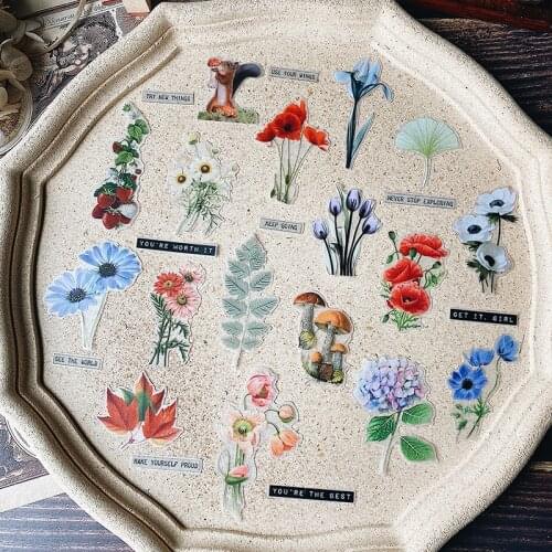 Retro Flowers Vellum Paper Stickers for Scrapbooking Happy Planner/ DIY Crafts/ Card Making Decoration