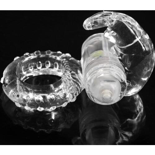 Silicone Rabbit Shape Vibrator Penis Ring Cockring Powerful Vibrating Penis Sleeve Love Rings Adult Sex Toys for Couple