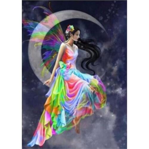 Fairy Home Decoration Moon Fairy Tale Diamond Painting DIY Full Square 5D Round Rhinestone Crafts Wall Stickers XN1046
