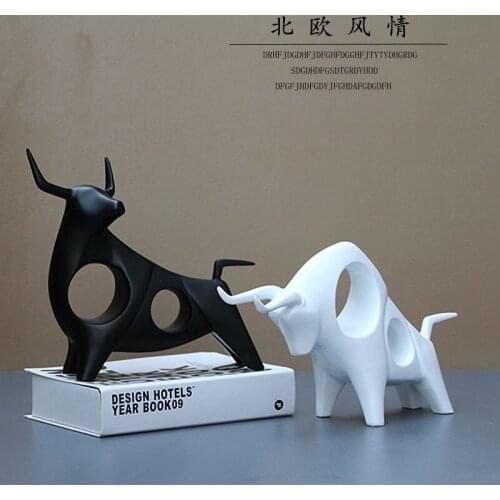 Modern Abstract Bison Sculpture Geometric Resin Bison Statue Wildlife Decor Gift Craft Ornament Accessories Furnishing