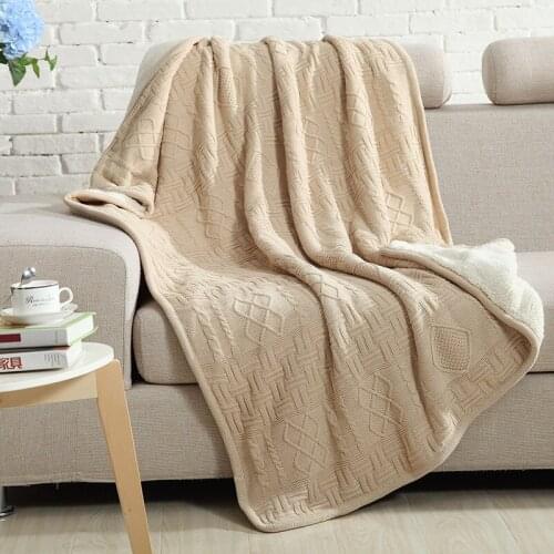 Modern Simple Solid Color Thickened Autumn and Winter Blanket with Cashmere New Knitted Plush Sofa Blankets