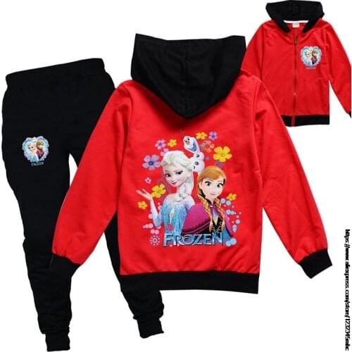 Childrens Autumn Winter Casual Sportswear Frozen Elsa Anna Hooded Zipper Sweatshirt Boys Girls Disney Warm Top 2-15 years old