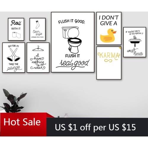Toilet Paper Toilet Sink Socks Duck Quotes Canvas Painting Nordic Prints Wall Art Decor Pictures For Posters Bathroom Room Decor