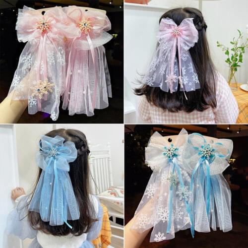 Explosive fresh and fashionable princess veil girl baby bow net yarn hairpin headdress super fairy beauty