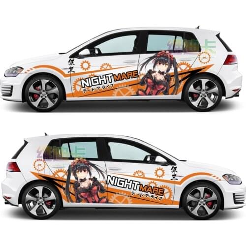 Japanese Cartoon Car Decals Itasha Tokisaki Kurumi Anime Stickers Nightmare Camouflage Sticker Auto Door Drift Racing Decal