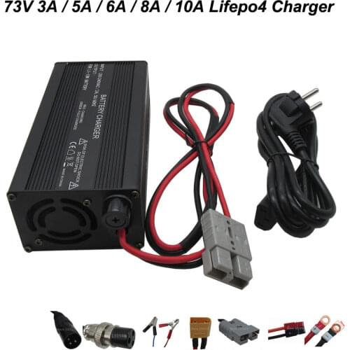 73V 2A 3A 4A 5A 6A Charger with fan 73 Volt LFP Smart Charger Used for 60V 20S Ebike Forklift LiFePO4 battery pack