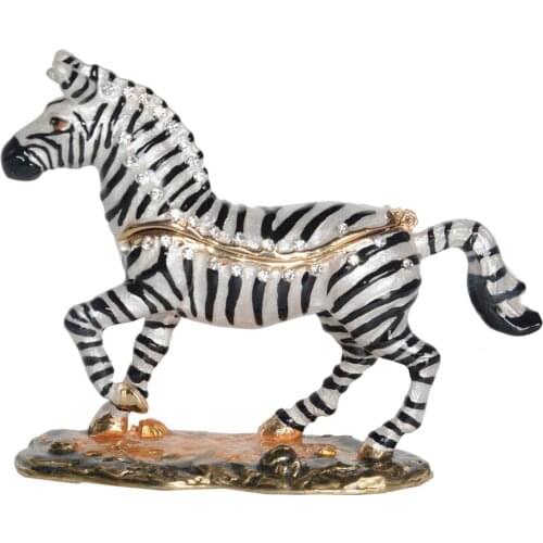Zebra Trinket Box Hand Painted Enameled Jewelry Box Ring Holder Home Decor