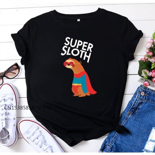 Summer XS-4XL Soft Premium New Super Sloth Print T-Shirt Women Crew Neck TShirt Short Sleeve Tees Women T Shirt Pink Tops