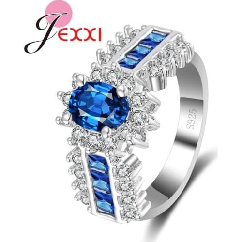 Women Luxury Bridal Wedding Rings Jewelry Fashion AAA Austrian Crystal 925 Sterling Silver Engagement Promise Rings Bague