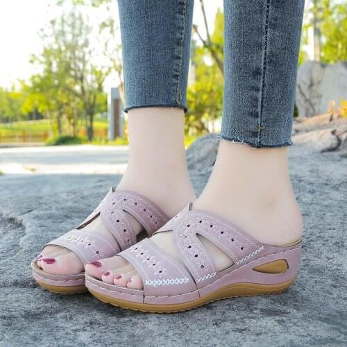 Womens Sandals Summer Shoes Female Wedge Platform Roman Woman Sandals Comfort Slip On Comfortable 2021 Ladies Casual Footwear