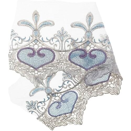 1 Yd Embroidery Lace Trim Heart Flower Ribbon Clothing Dress Sewing 18cm Wide