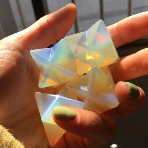 1pcs Merkaba opal Star Natural Stone Meditation Chakra Reiki Healing Energy Protection Decoration