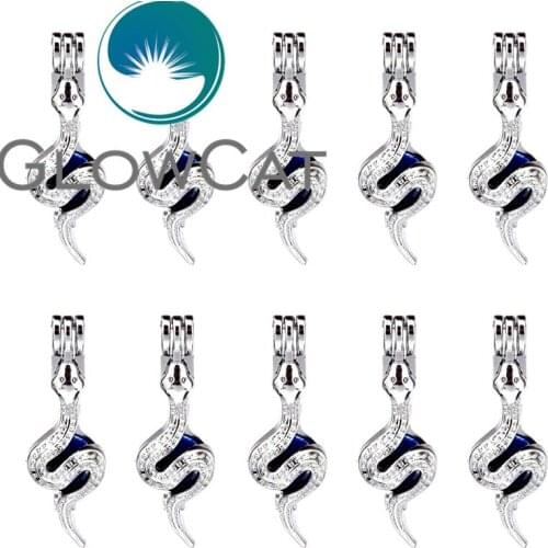 10x K545 Animal Snake Beads Cage Pendant Jewelry Making Essential Oil Diffuser Aromatherapy Locket For Oyster Pearl