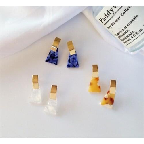 2019 Korean fashion geometric irregular dangle resin earrings temperament white yellow blue acrylic earrings women jewelry gift