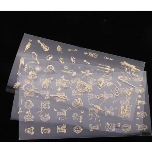 3 Sheets Card Making Pasters Gold Stamping Stickers Nail Art Accessory Handicrafts Journal Planner Decals