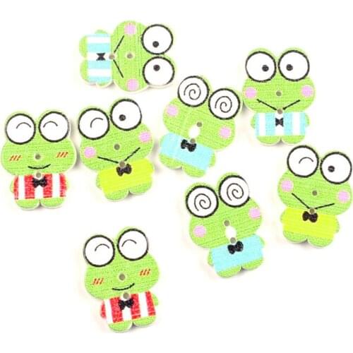 50pcs Mixed 22x17mm Wooden Frog Buttons For Clothing Needlework Scrapbooking Wood Botones Decorative Crafts Diy Accessories
