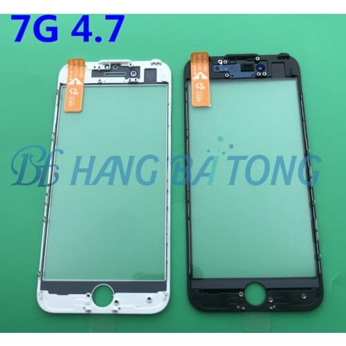 50pcs/lot Original 3 in 1 LCD Front Touch Screen Glass Outer Lens+OCA glue film for iphone 7 7G 4.7inch with frame bezel