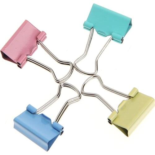 60Pcs Colorful Metal Binder Clips File Paper Clip Office Supplies 15mm Width M17F
