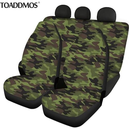 TOADDMOS Camouflage Army Green Front and Rear Car Seat Covers Vehicle Seat Protector for Car Seat Elastic Auto Interior Decor
