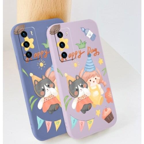 Happy Kitten Phone Case For Huawei P40 P30 P20 Pro Lite Mate 40 30 20 Pro Lite P Smart 2021 Y7A Liquid Silicone Cover