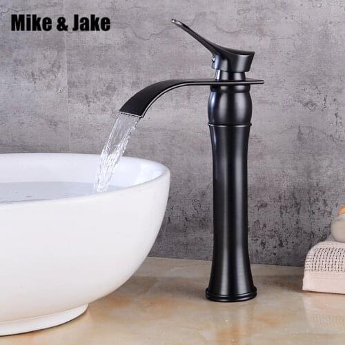 Bathroom black waterfall faucet stand basin mixer water tap bathroom brush gold faucet bathroom sink cold and hot mixer MJ7116
