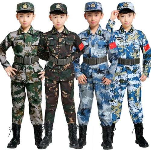 100-180cm Kids Military Combat Training Costumes Children Stage Performance Clothing Boys Army Camouflage Suit for Kids