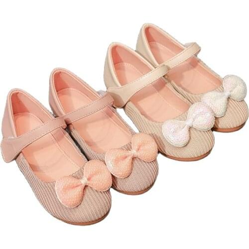 Children Stitching Upper Kids Casual Cute Flat Shoes Girls Spring Autumn Sweet New Princess Shoes Toddler Soft-soled Bow Shoes