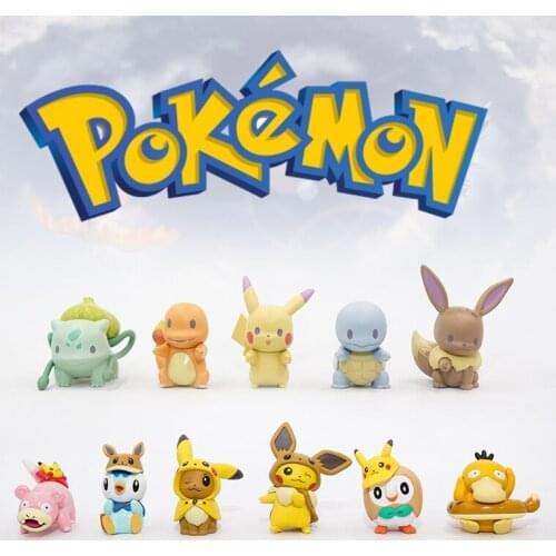 TAKARA TOMY Pokemon Pikachu Eevee Slowpoke Rowlet Psyduck Bulbasaur Mew Action Figure Model Toys Collectibles