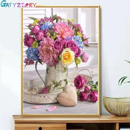 GATYZTORY 5D Diamond Painting flower Full Square&Round Diamond Embroidery Mosaic rose Lotus Home Decorations