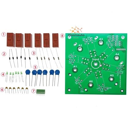 Hisonauto 1x6 antenna switch 6-Channel 6:1 Coax Remote Antenna Switch SO-239 1.8MHz--60MHz DIY Kits Finished Board