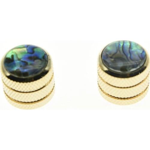 KAISH 2pcs Gold Push On Guitar Abalone Top Cap Dome Knobs Bass Knob Telecaster Knob