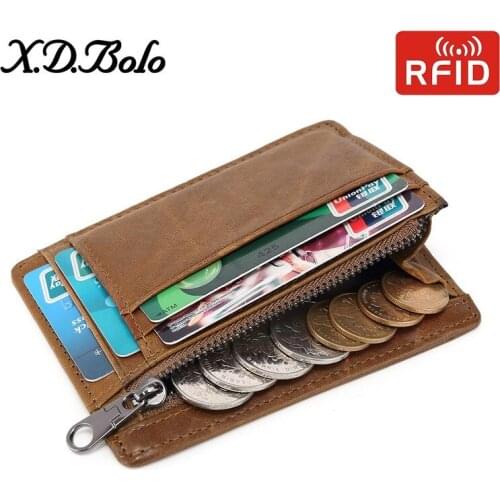 Coin Purse Men Leather Wallet Mens Short Wallet RFID Card Bag Cowhide Mens Leather Wallet