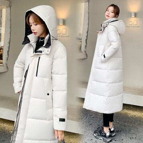 Womens Length Cotton-Padded Jacket For 2021 Winter New style Down Cotton Korean Style Over-The-Knee Loose Padded Overcoa