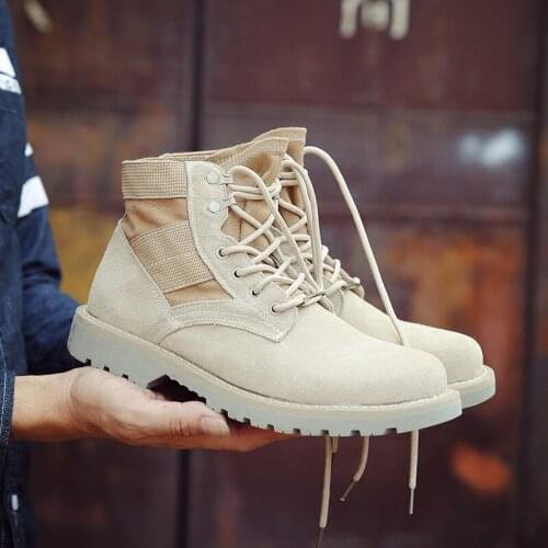 Mens Fashion Retro boots Genuine Leather outdoor high-top Martin boots lace-up Military boots for men big size 45 46 47