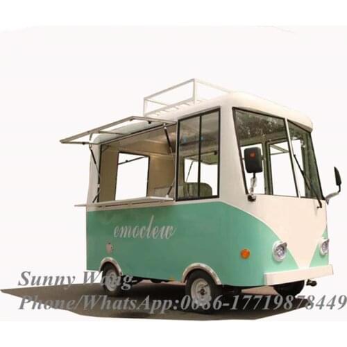 New Arrival 3M Electric Food Truck Trailer Mobile Kitchen Coffee Hot Dog Cart Van Sale On Street 2021