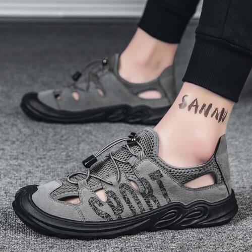 New Mens Aqua Shoes Mesh Breathble Beach Camping Shoes Comfortable Outdoor Trekking Sandals Non-slip Flat Soft Walking Sneakers