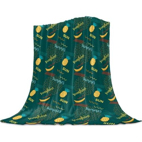 Living Room Sofa Blanket Tropical Banana Pineapple Children Soft Throw Blanket Travel Airplane Hotel Portable Warm Thin Blanket